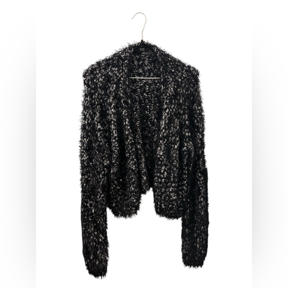 F&F Fuzzy Oversized Open Front Cropped Cardigan